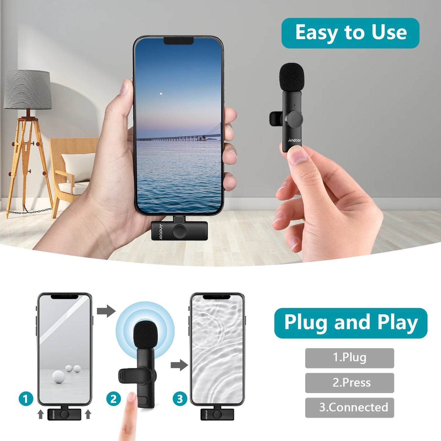 Mini 2.4G Wireless Clip On Microphone