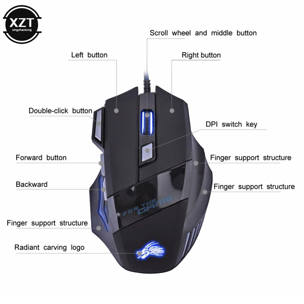 Professional 7-button Gaming Mouse With LEDs