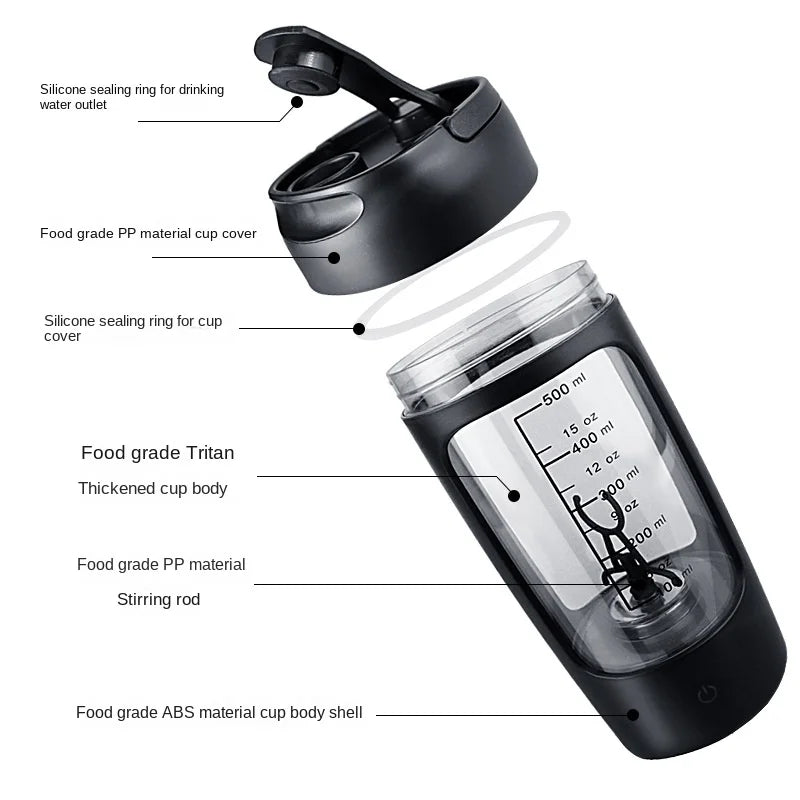 400-450ml USB Electric Portable Protein Shaker bottle Fully Automatic Rechargeable Stirring Cup