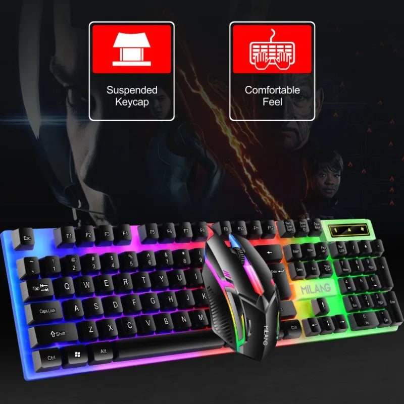 Rainbow Backlit Wired Keyboard And Mouse